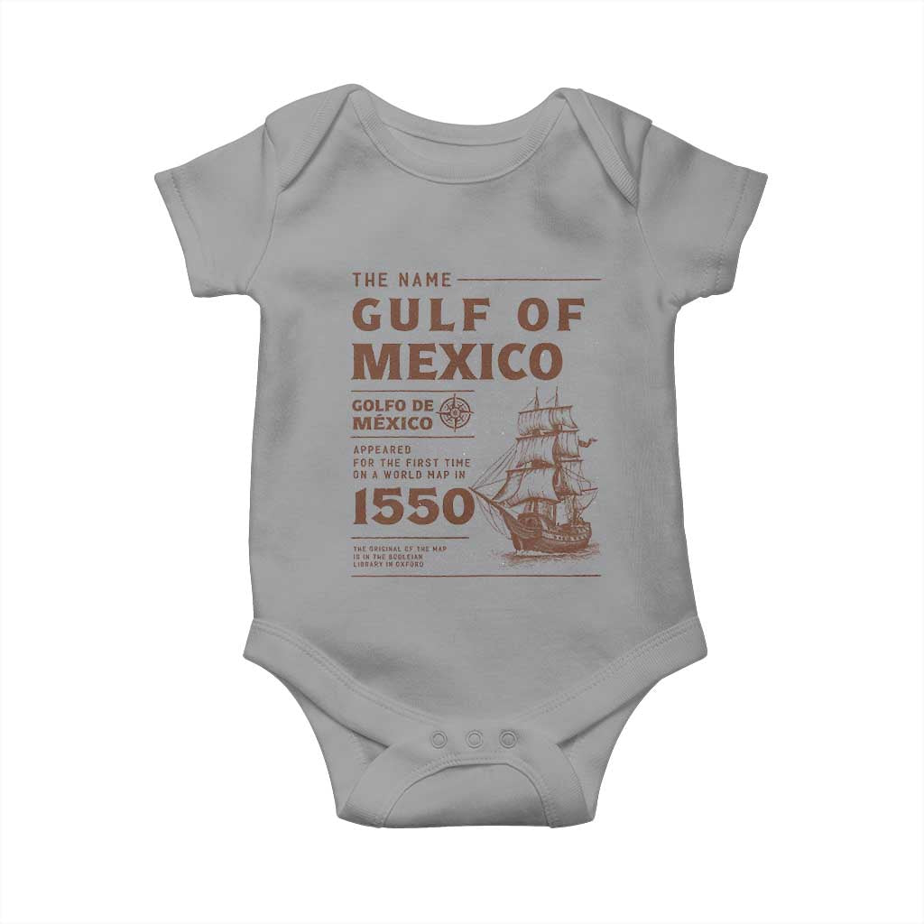 Gulf of Mexico Name Origin 1550 Baby Onesie Sailing Ship Retro Vintage