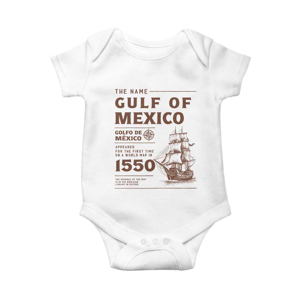 Gulf of Mexico Name Origin 1550 Baby Onesie Sailing Ship Retro Vintage