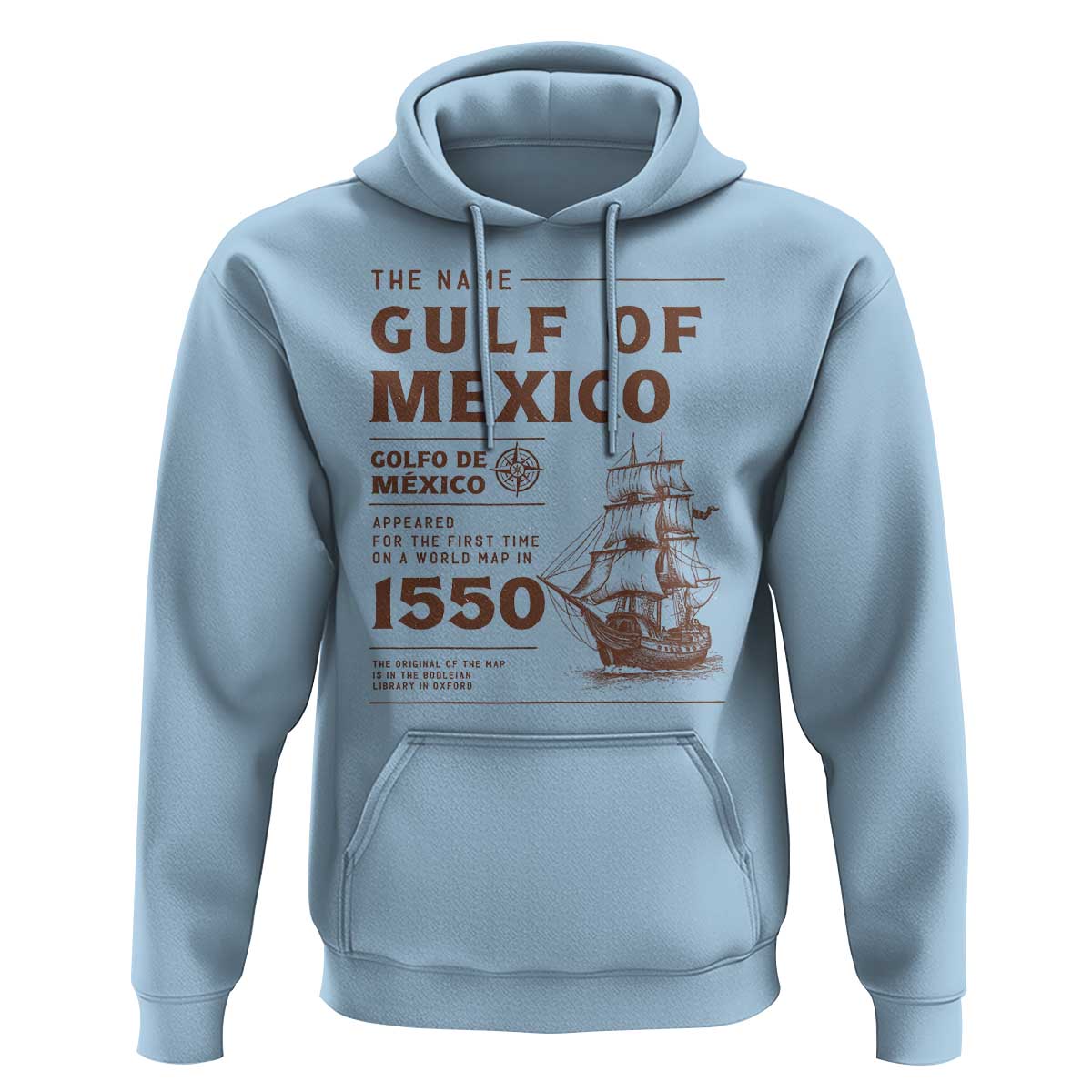 Gulf of Mexico Name Origin 1550 Hoodie Sailing Ship Retro Vintage