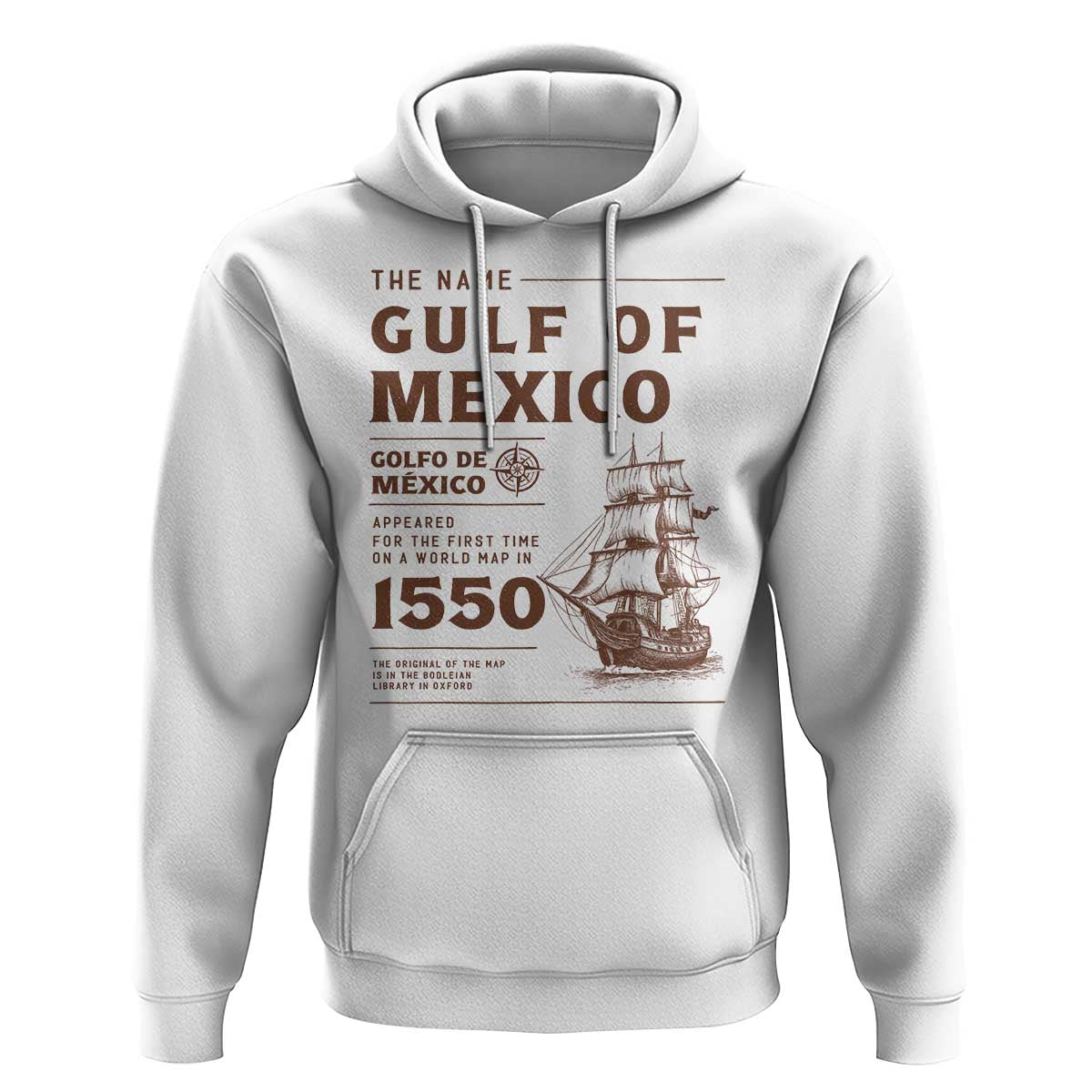 Gulf of Mexico Name Origin 1550 Hoodie Sailing Ship Retro Vintage