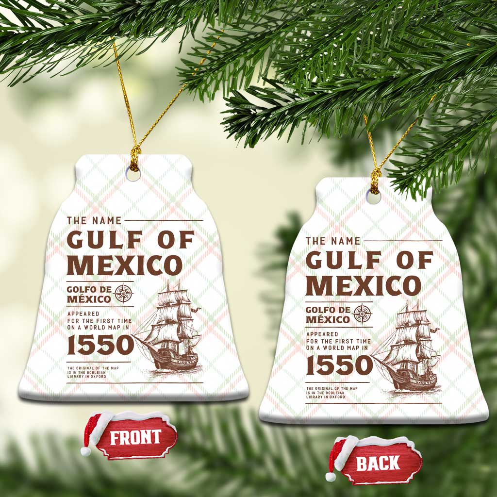 Gulf of Mexico Name Origin 1550 Ceramic Ornament Sailing Ship Retro Vintage - Wonder Print Shop