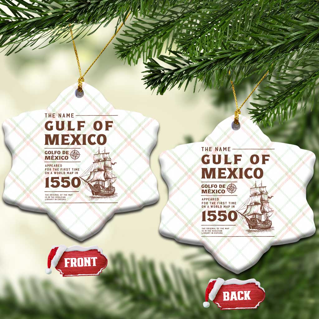 Gulf of Mexico Name Origin 1550 Ceramic Ornament Sailing Ship Retro Vintage - Wonder Print Shop