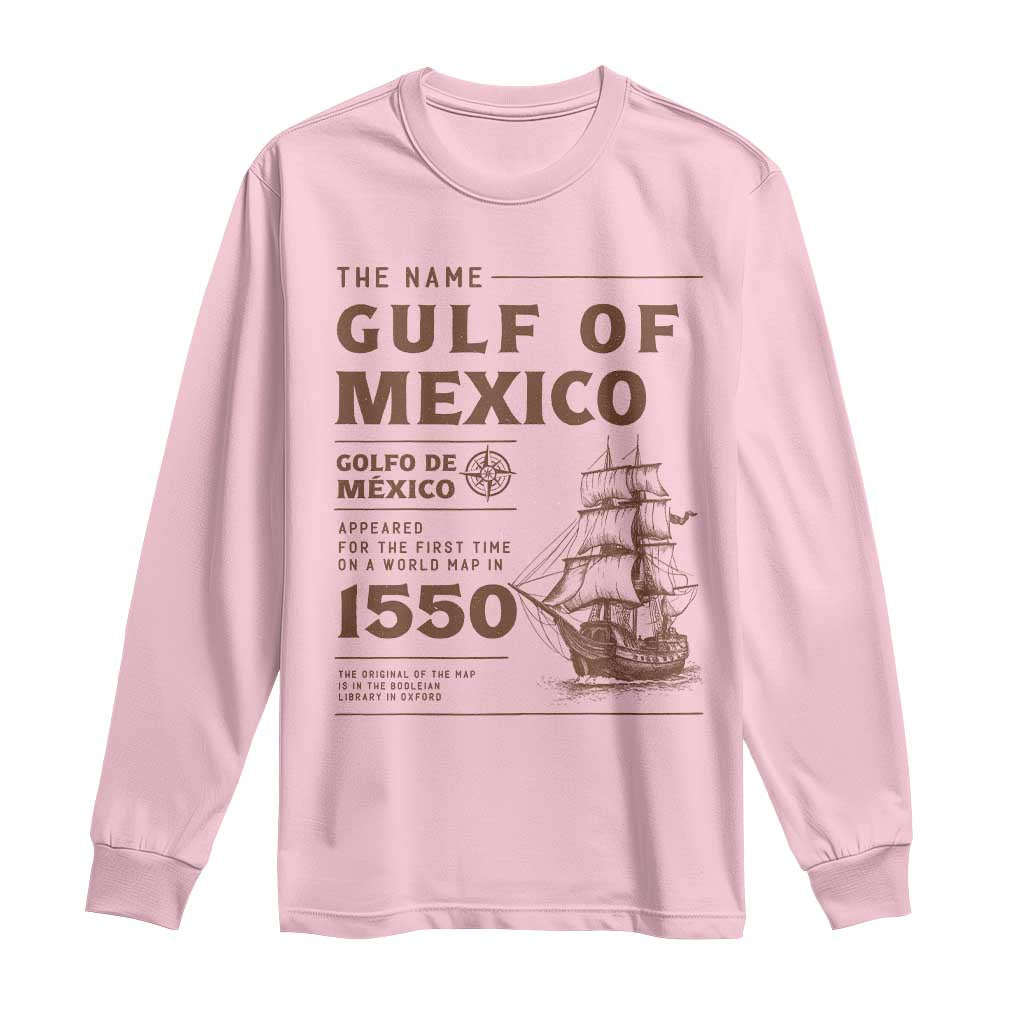 Gulf of Mexico Name Origin 1550 Long Sleeve Shirt Sailing Ship Retro Vintage