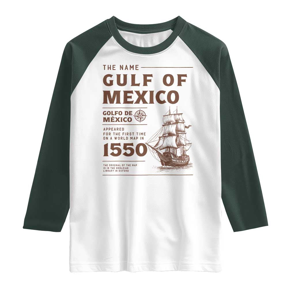 Gulf of Mexico Name Origin 1550 Raglan Shirt Sailing Ship Retro Vintage