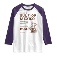Gulf of Mexico Name Origin 1550 Raglan Shirt Sailing Ship Retro Vintage