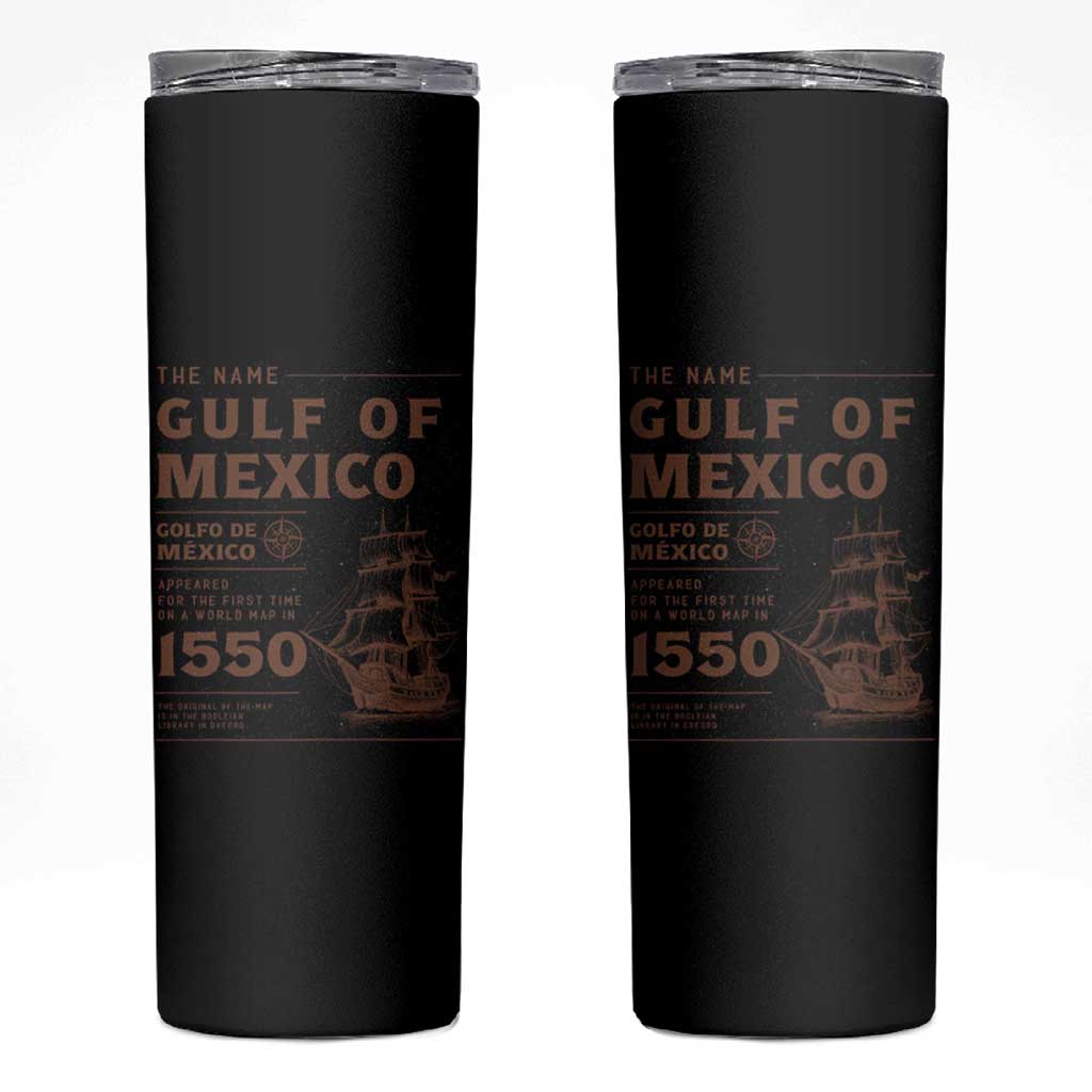 Gulf of Mexico Name Origin 1550 Skinny Tumbler Sailing Ship Retro Vintage