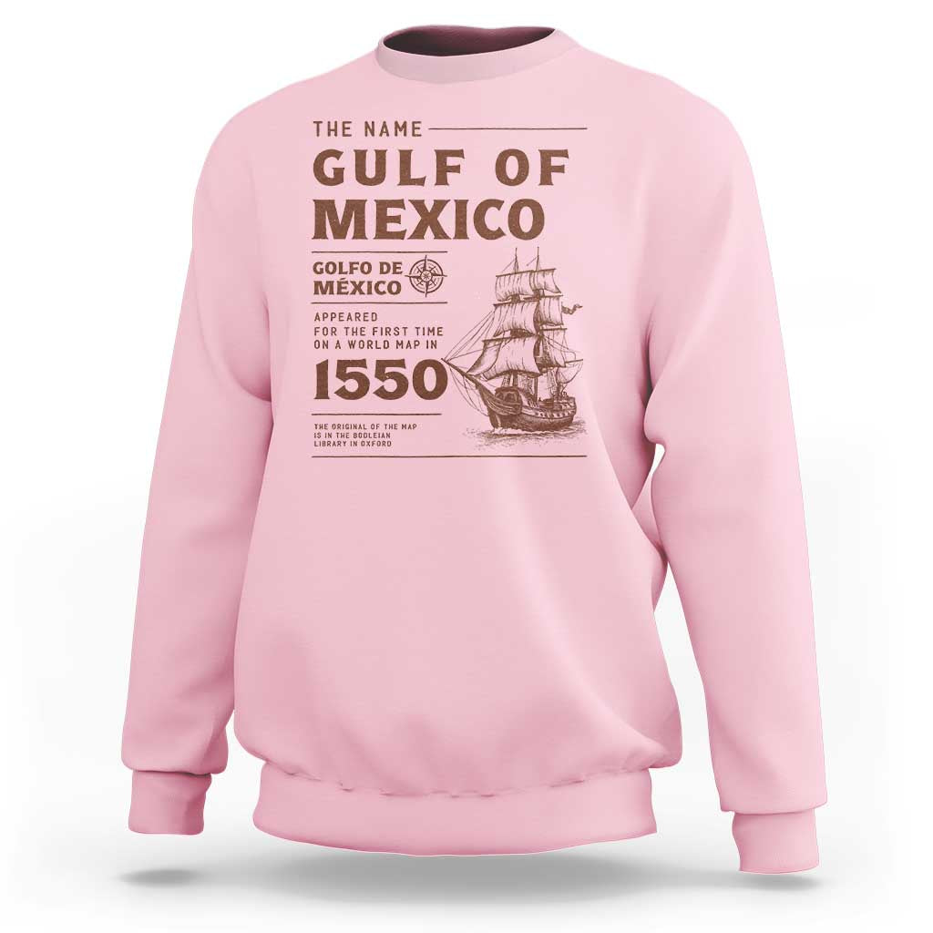Gulf of Mexico Name Origin 1550 Sweatshirt Sailing Ship Retro Vintage