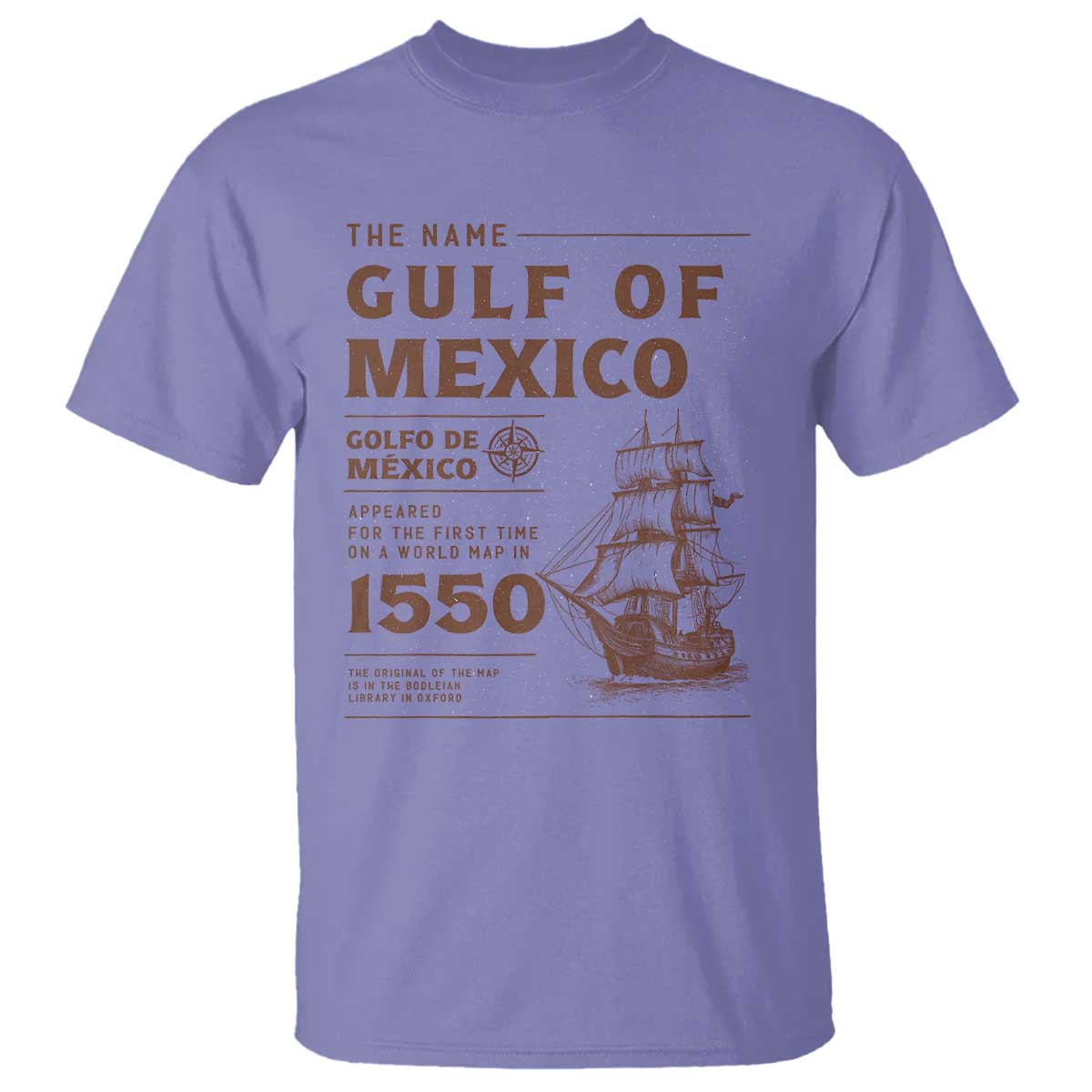 Gulf of Mexico Name Origin 1550 T Shirt Sailing Ship Retro Vintage
