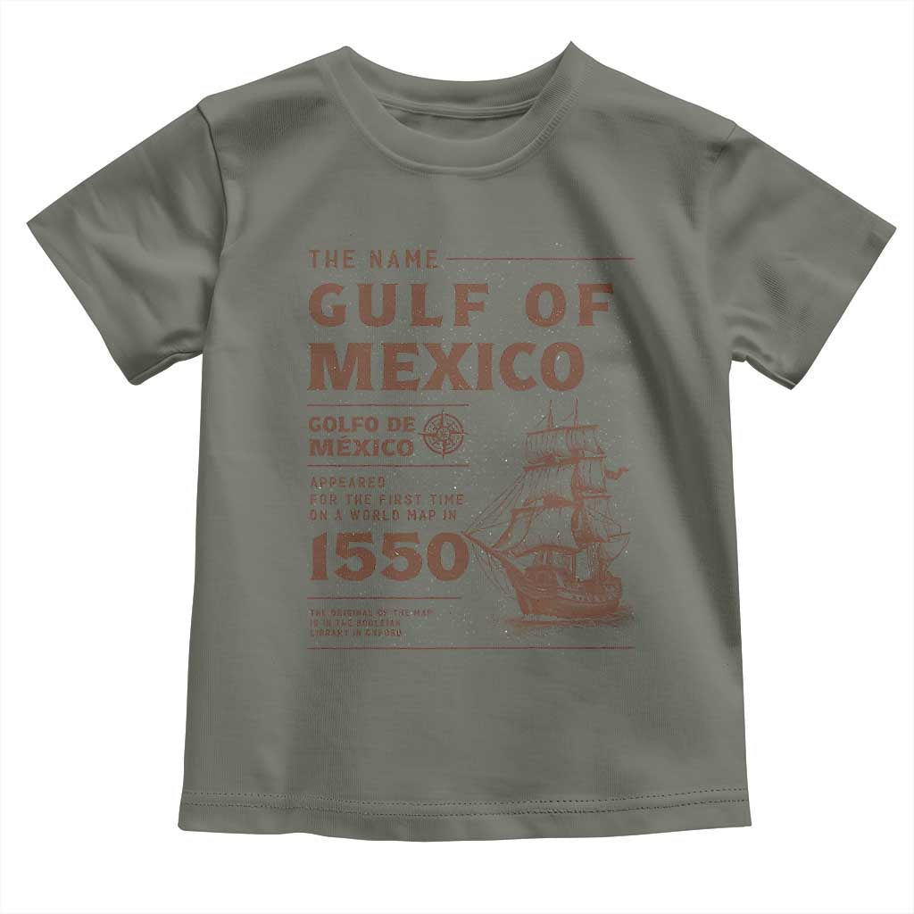 Gulf of Mexico Name Origin 1550 Toddler T Shirt Sailing Ship Retro Vintage