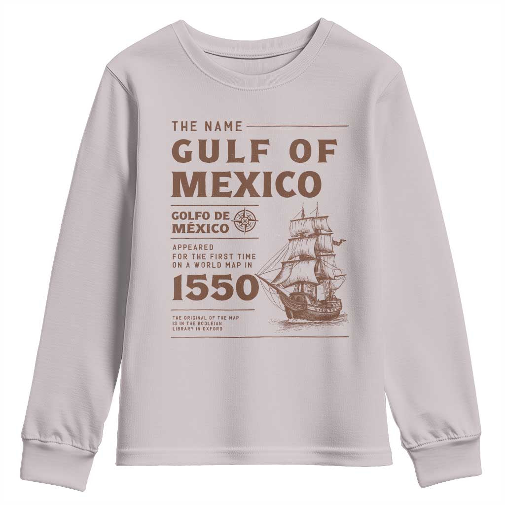 Gulf of Mexico Name Origin 1550 Youth Sweatshirt Sailing Ship Retro Vintage