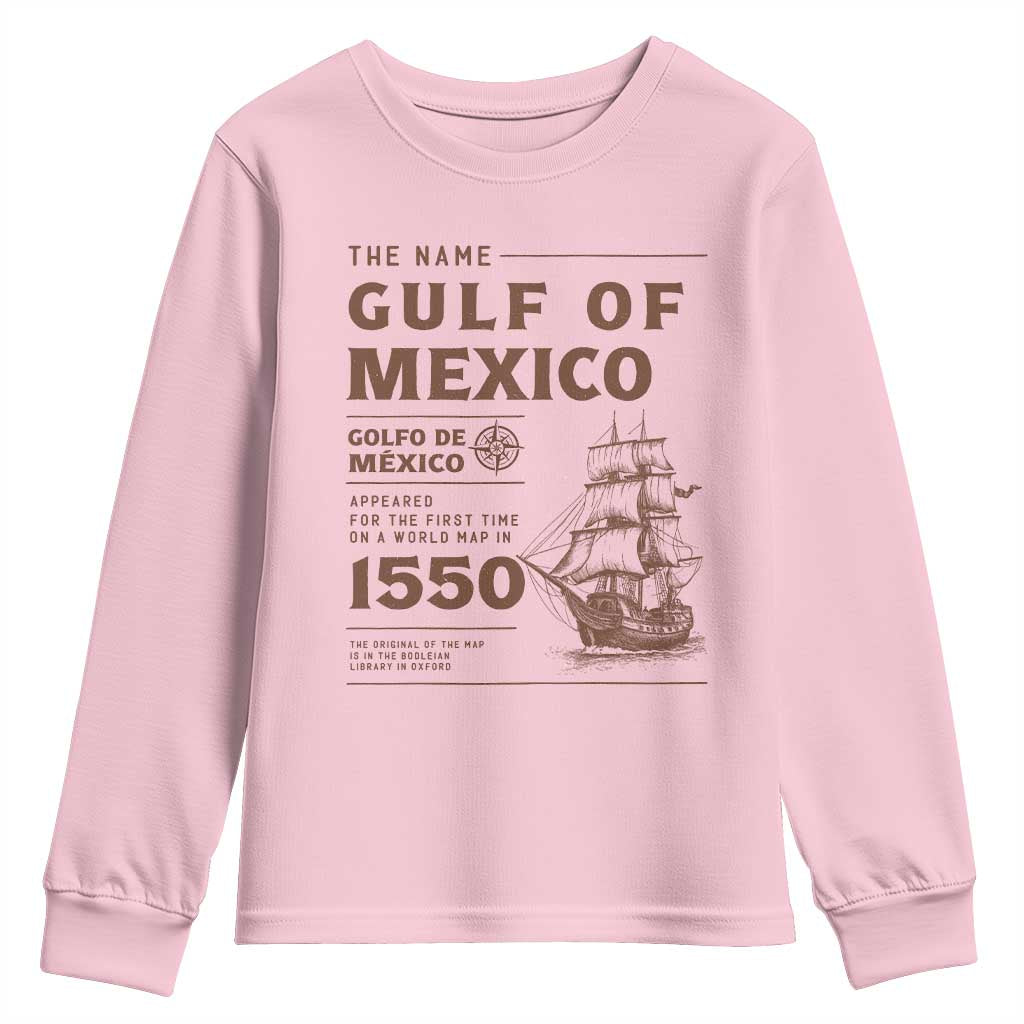 Gulf of Mexico Name Origin 1550 Youth Sweatshirt Sailing Ship Retro Vintage