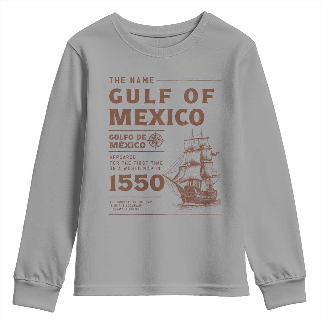 Gulf of Mexico Name Origin 1550 Youth Sweatshirt Sailing Ship Retro Vintage