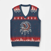 Make America Native Again V-Neck Knit Sweater Vest Indigenous Peoples Pride USA Flag - Wonder Print Shop
