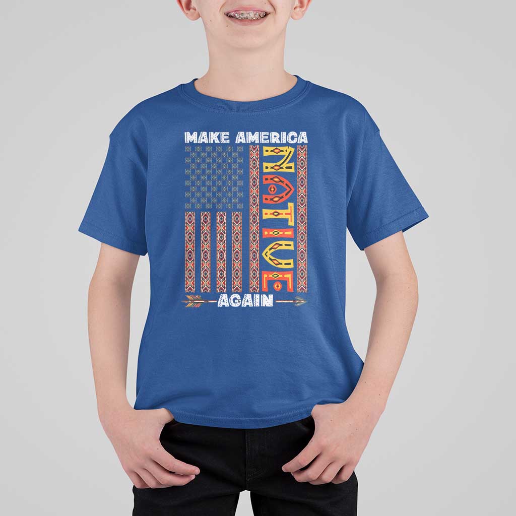 Make America Native Again T Shirt For Kid Indigenous Pride Cultural Heritage USA Flag
