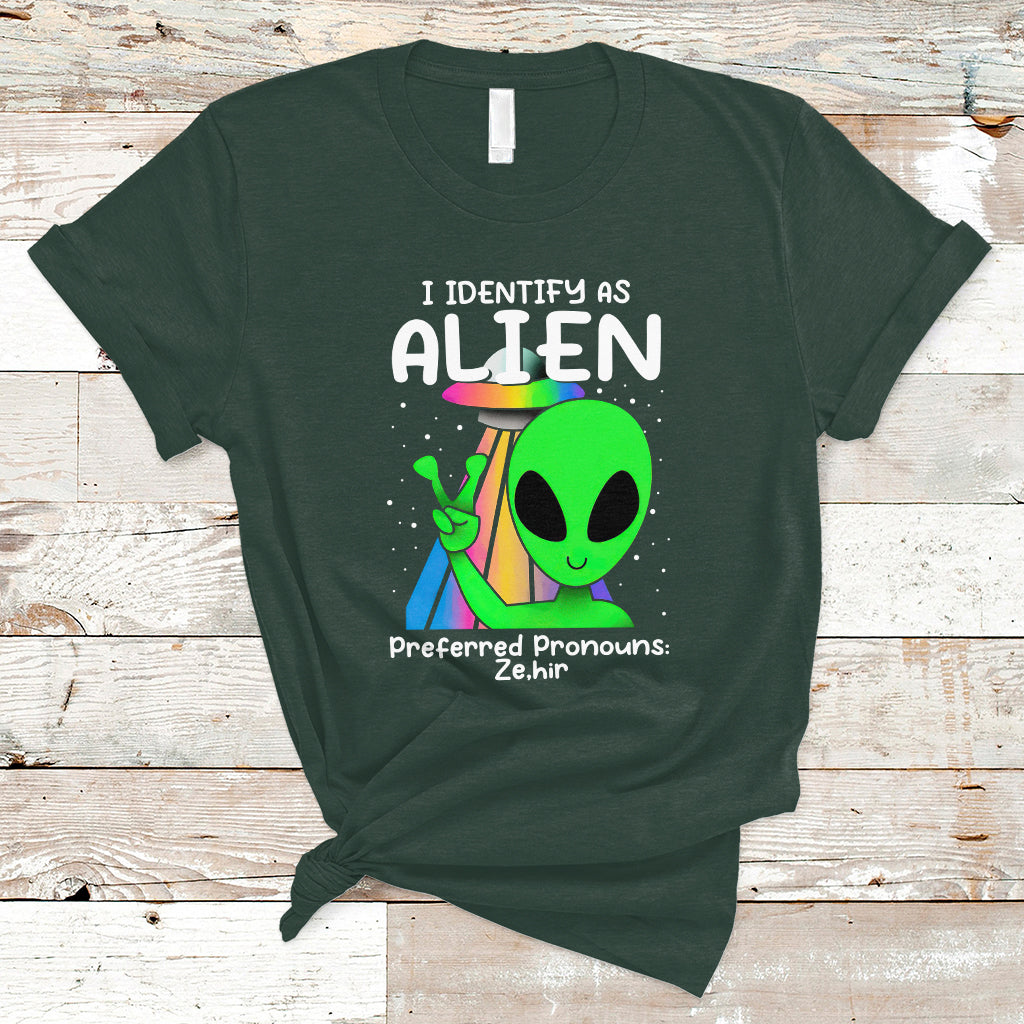 Funny Alien T Shirt Funny Alien I Identify As An Alien Preferred Pronoun LGBTQ+ - Wonder Print Shop