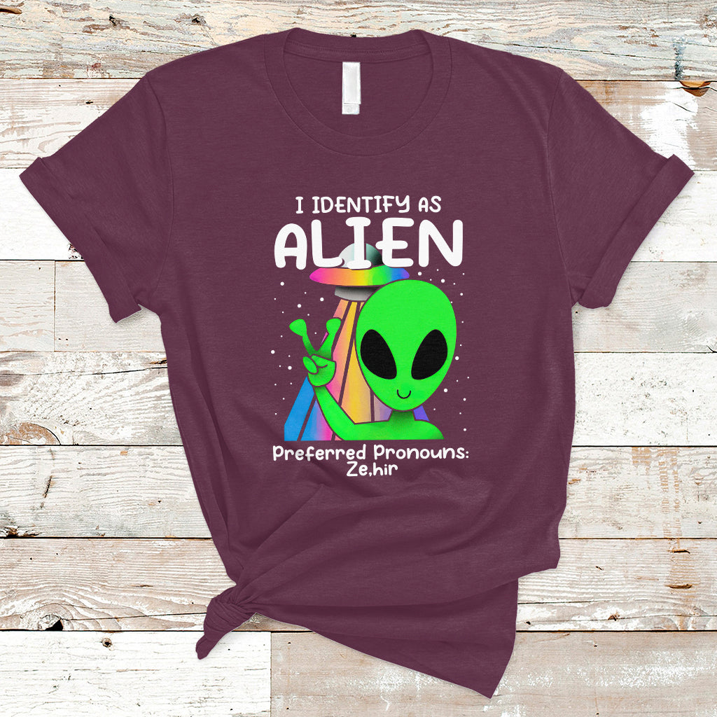 Funny Alien T Shirt Funny Alien I Identify As An Alien Preferred Pronoun LGBTQ+ - Wonder Print Shop