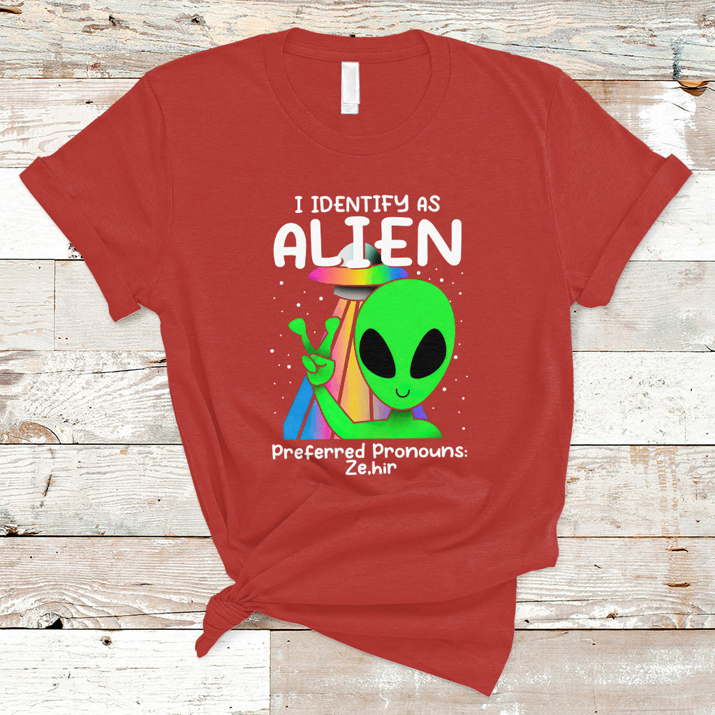 Funny Alien T Shirt Funny Alien I Identify As An Alien Preferred Pronoun LGBTQ+ - Wonder Print Shop