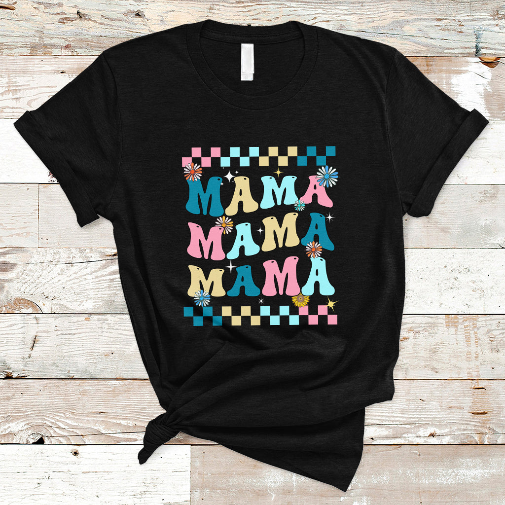 Retro Mama T Shirt Mothers Day Retro Groovy Mama Matching Family Party Women - Wonder Print Shop