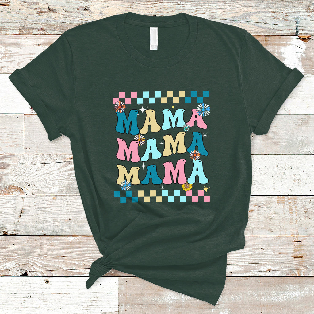 Retro Mama T Shirt Mothers Day Retro Groovy Mama Matching Family Party Women - Wonder Print Shop