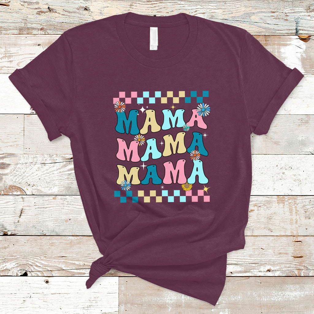 Retro Mama T Shirt Mothers Day Retro Groovy Mama Matching Family Party Women - Wonder Print Shop