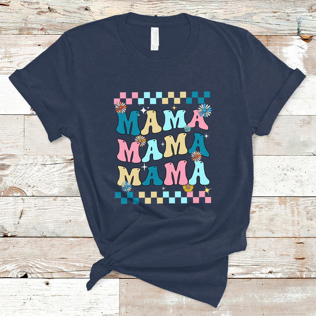 Retro Mama T Shirt Mothers Day Retro Groovy Mama Matching Family Party Women - Wonder Print Shop