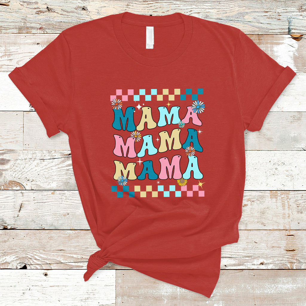 Retro Mama T Shirt Mothers Day Retro Groovy Mama Matching Family Party Women - Wonder Print Shop