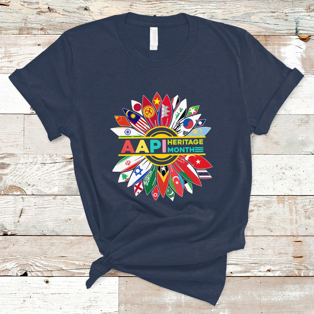 Asian American T Shirt Asian American And Pacific Islander Heritage Month Sunflower - Wonder Print Shop