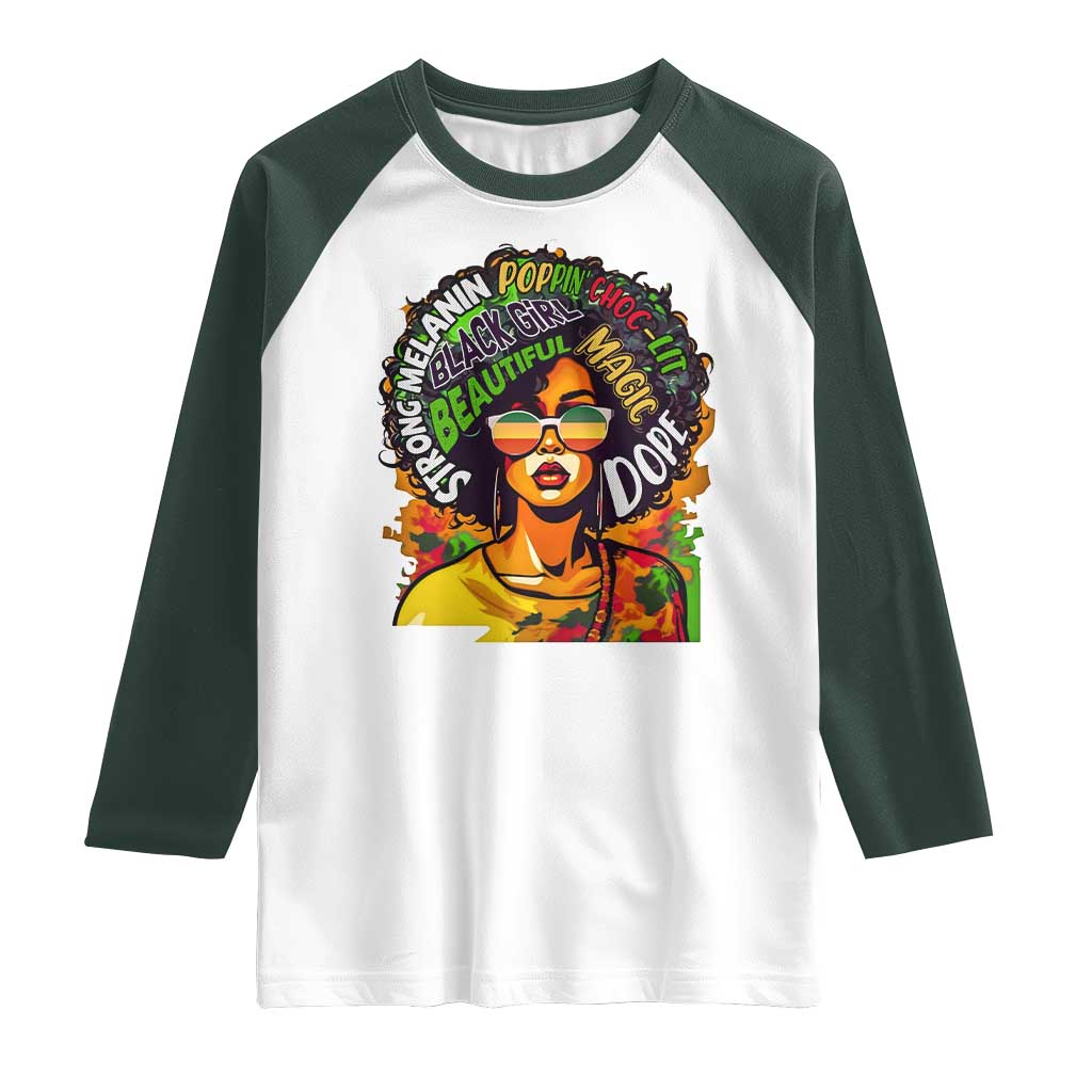 Afro Black Queen Magic Raglan Shirt Beautiful Strong Melanin Poppin' Choc-lit Dope