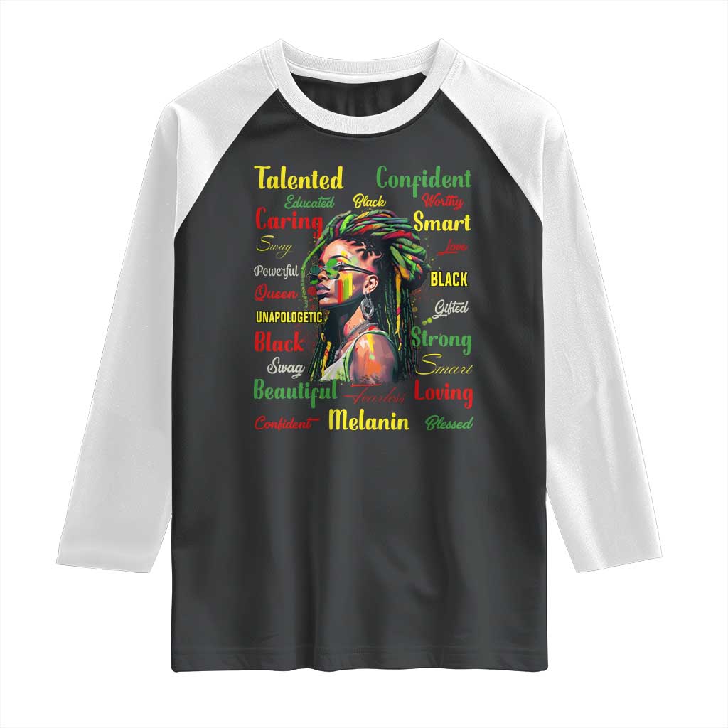 Melanin Locs Girl Raglan Shirt Dreadlock Black Pride African American