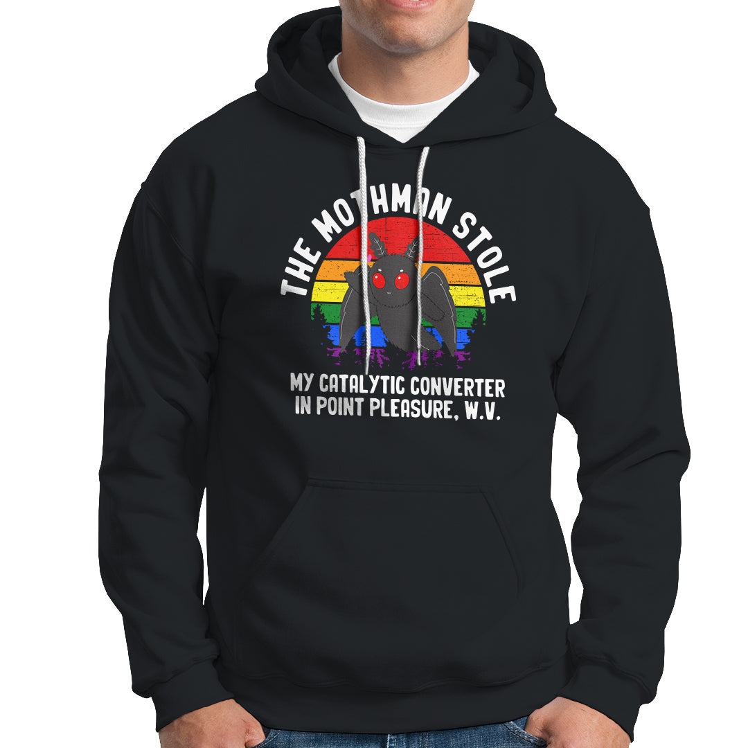 Funny Mothman Hoodie The Mothman Stole My Catalytic Converter In Point Cryptid - Wonder Print Shop