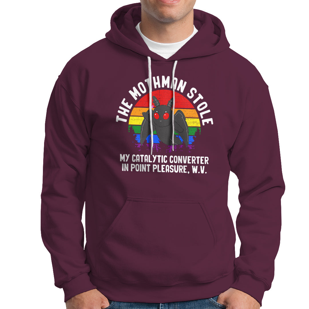 Funny Mothman Hoodie The Mothman Stole My Catalytic Converter In Point Cryptid - Wonder Print Shop