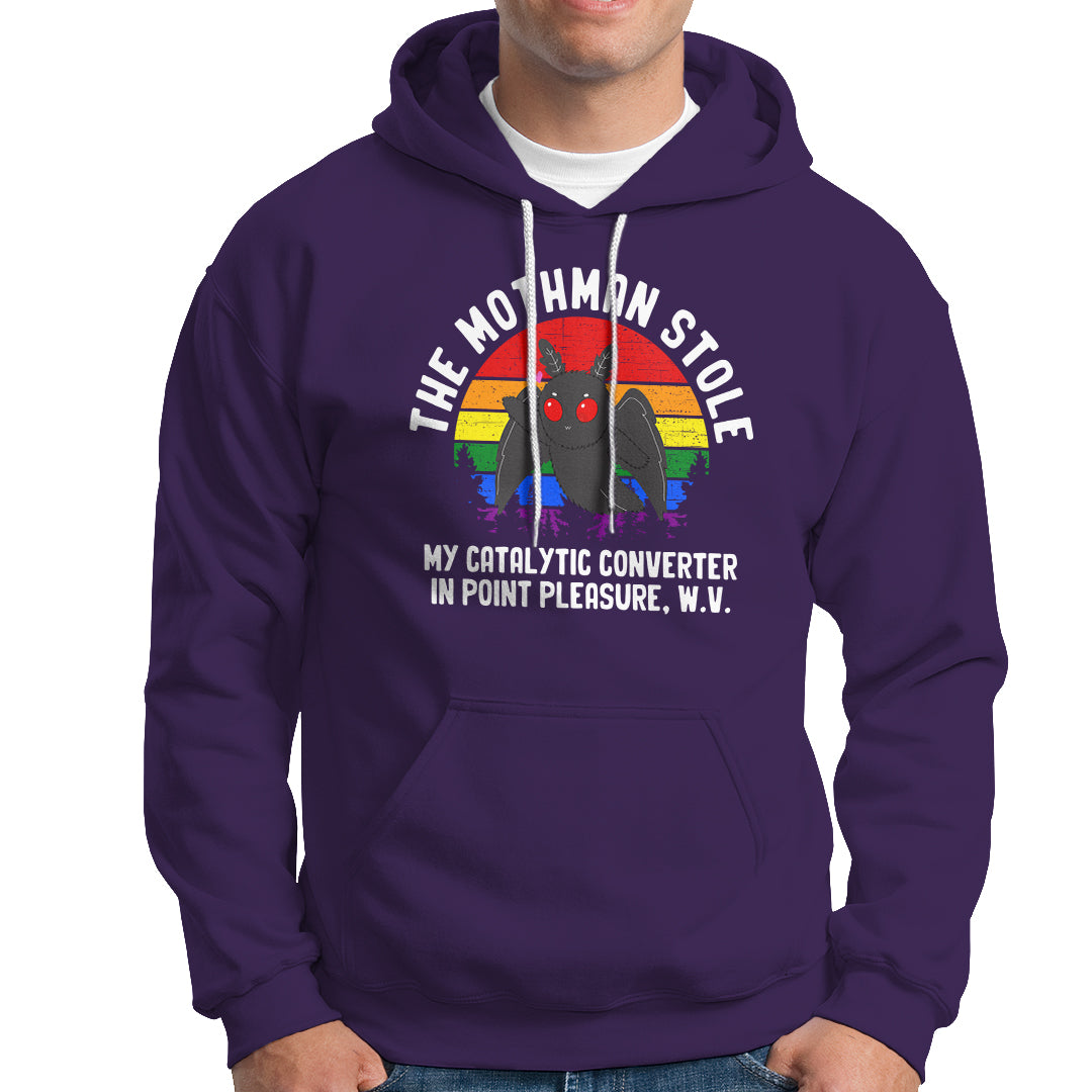 Funny Mothman Hoodie The Mothman Stole My Catalytic Converter In Point Cryptid - Wonder Print Shop