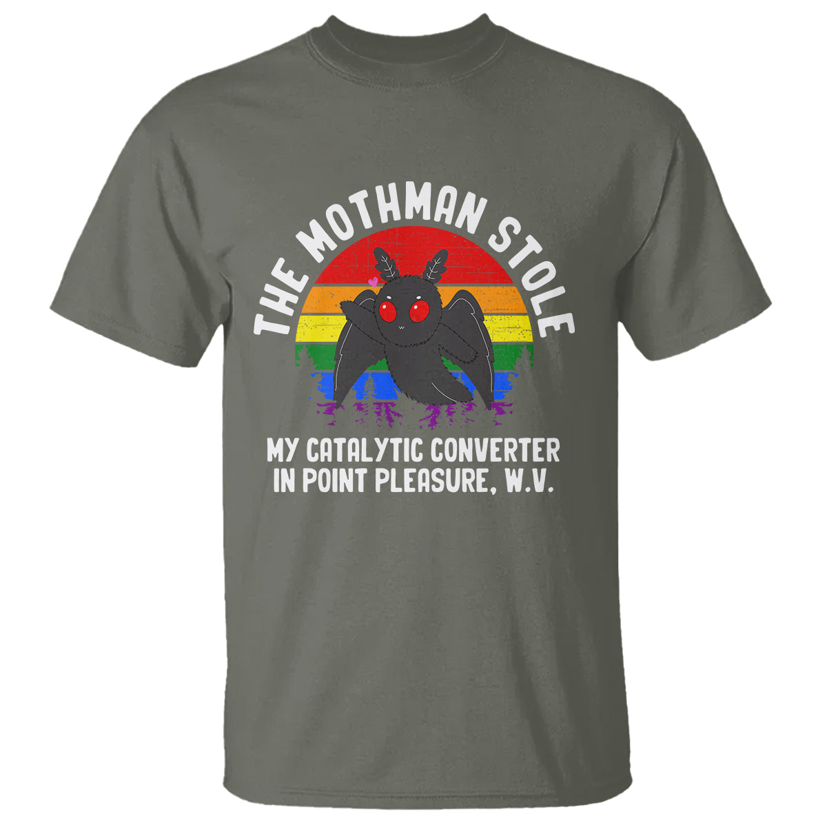 Funny Mothman T Shirt The Mothman Stole My Catalytic Converter In Point Cryptid - Wonder Print Shop