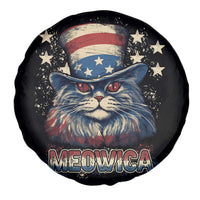 Patriotic American Cat Spare Tire Cover Meowica With Uncle Sam Hat US Flag 4th of July TS02