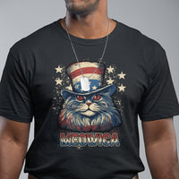 Meowica 4th of July Cat with Uncle Sam Hat US Patriotic T-Shirt, 4th off July Shirt, Gift for Cat Lover, Patriotic Shirt T Shirt - Wonder Print Shop
