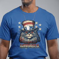 Meowica 4th of July Cat with Uncle Sam Hat US Patriotic T-Shirt, 4th off July Shirt, Gift for Cat Lover, Patriotic Shirt T Shirt - Wonder Print Shop