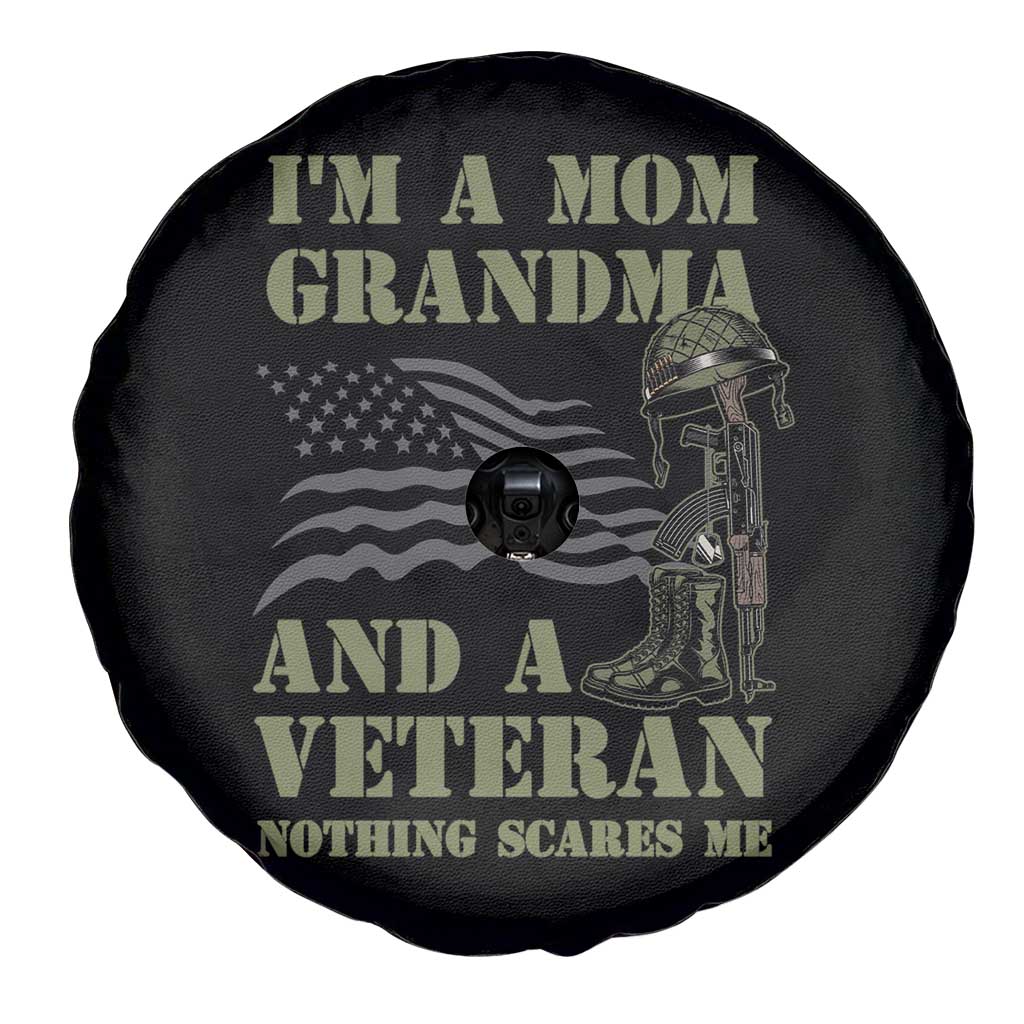 Female Veteran Spare Tire Cover I'm A Mom Grandma And A Veteran Nothing Scares Me