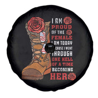 Female Veteran Spare Tire Cover I Am Proud Of The Female I Am Today Roses Combat Boots