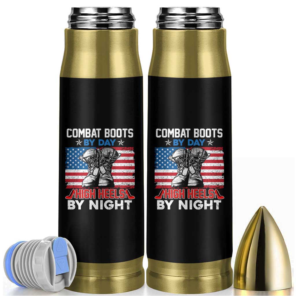 Funny Women Veterans Combat Boots By Day High Heels By Night Dog Tags Bullet Tumbler for Female Veteran