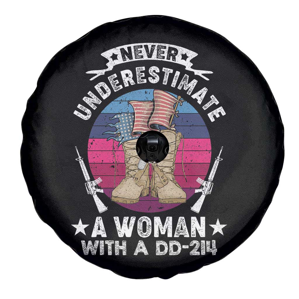 Female Veteran Spare Tire Cover Never Underestimate A Woman With DD214