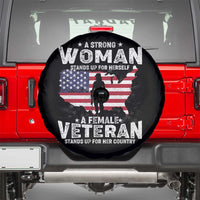Female Veteran Spare Tire Cover Stands For Her Country Patriotic American Flag