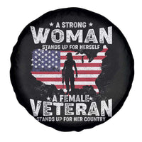 Female Veteran Spare Tire Cover Stands For Her Country Patriotic American Flag