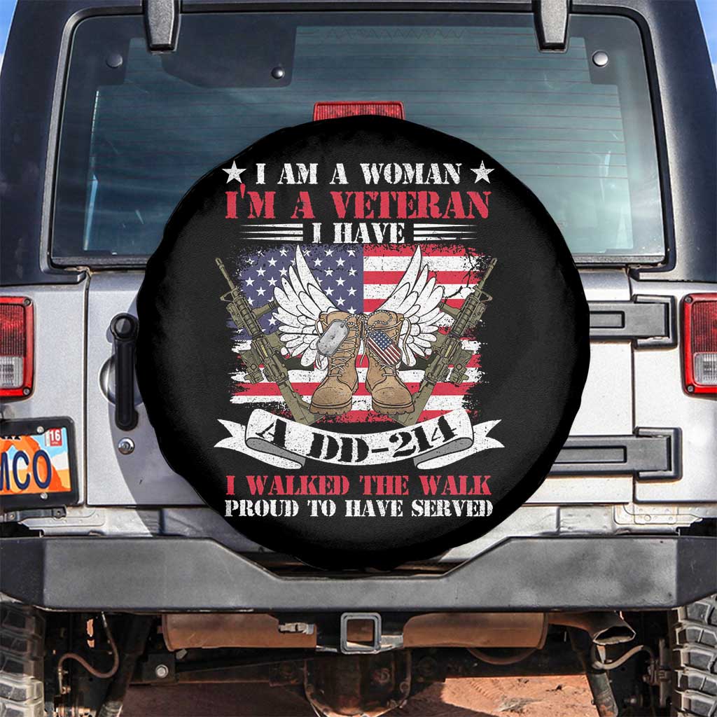 Female Veteran Spare Tire Cover I Am A Woman I'm A Veteran I Have A DD-214 I Walked The Walk