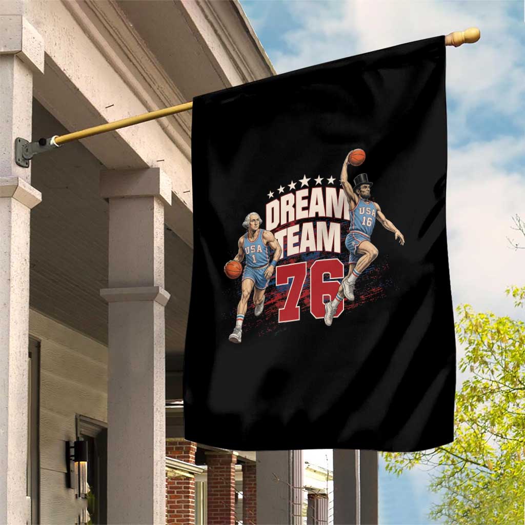 Dream Team 76 Founding Fathers Playing Basketball Garden Flag Funny George Washington Abraham Lincoln Patriotic Sports Fan