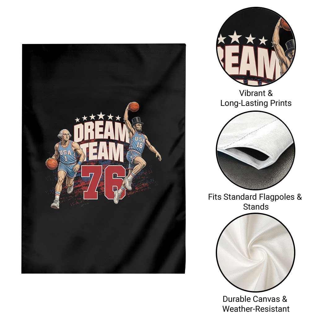 Dream Team 76 Founding Fathers Playing Basketball Garden Flag Funny George Washington Abraham Lincoln Patriotic Sports Fan