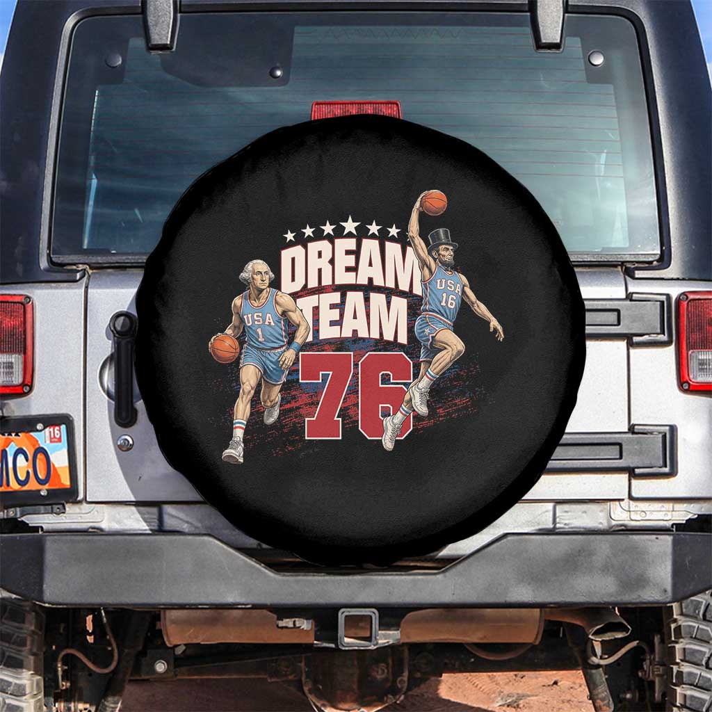 Dream Team 76 Founding Fathers Playing Basketball Spare Tire Cover Funny George Washington Abraham Lincoln Patriotic Sports Fan