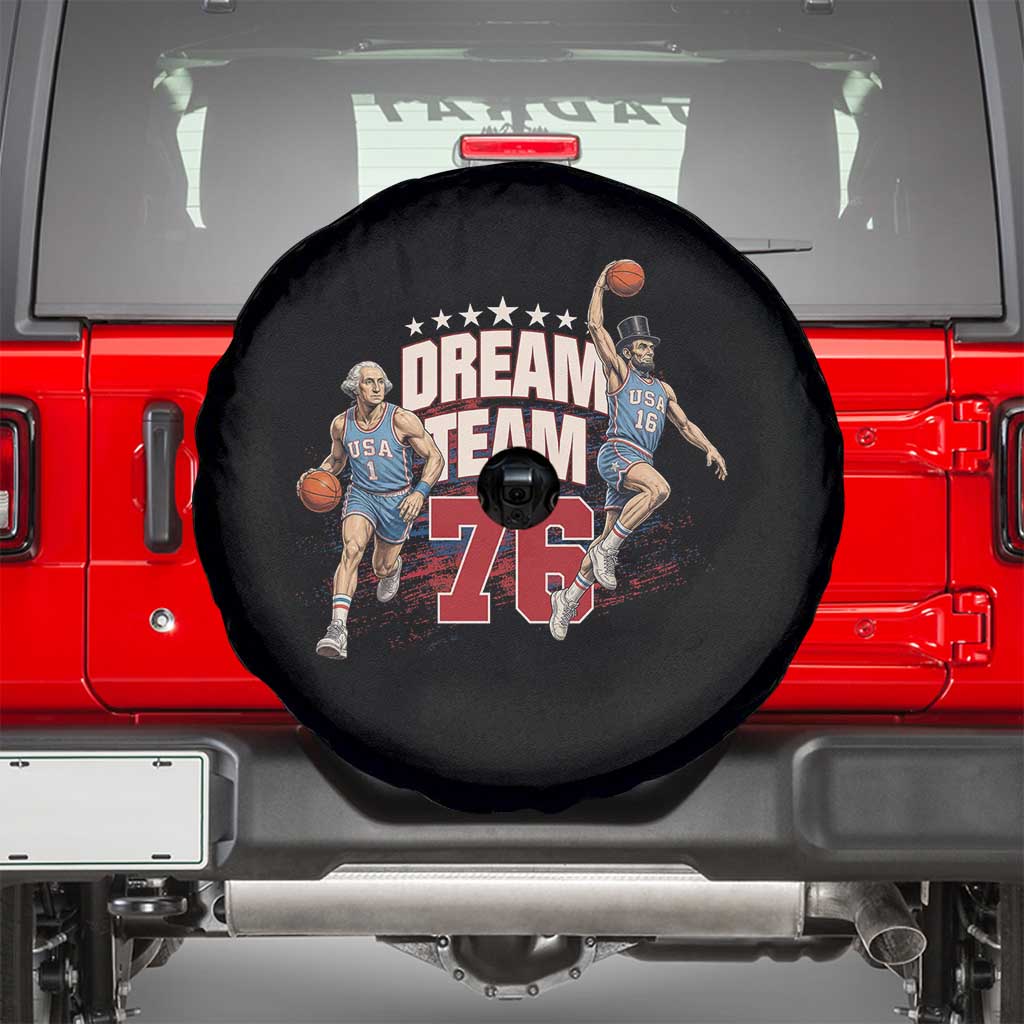 Dream Team 76 Founding Fathers Playing Basketball Spare Tire Cover Funny George Washington Abraham Lincoln Patriotic Sports Fan