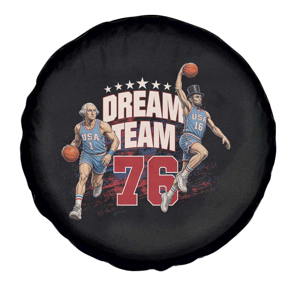Dream Team 76 Founding Fathers Playing Basketball Spare Tire Cover Funny George Washington Abraham Lincoln Patriotic Sports Fan