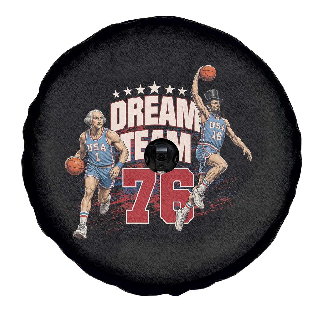Dream Team 76 Founding Fathers Playing Basketball Spare Tire Cover Funny George Washington Abraham Lincoln Patriotic Sports Fan