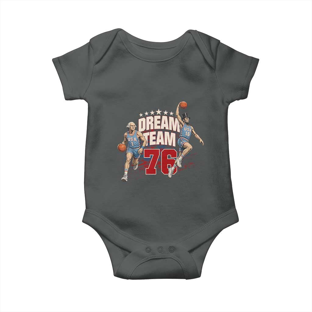 Dream Team 76 Founding Fathers Playing Basketball Baby Onesie Funny George Washington Abraham Lincoln Patriotic Sports Fan